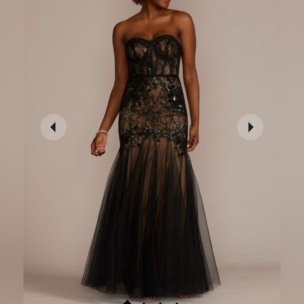 GALINA SIGNATURE strapless corset gown with tulle trumpet skirt Women’s Size 2